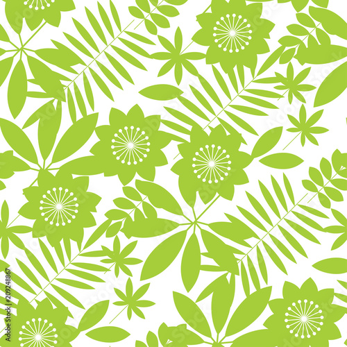 Simple tropical floral design seamless pattern