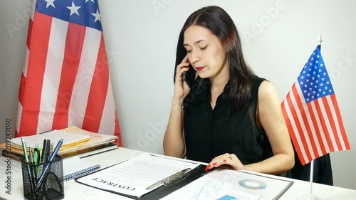 business lady working and talking on the phone