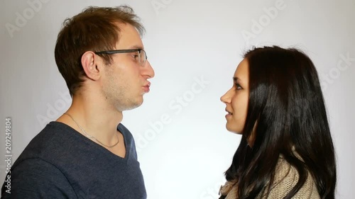 guy and girl are actively talking