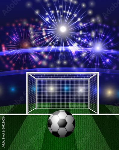 Football arena with a soccer ball