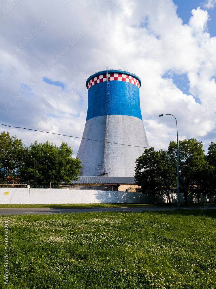 Thermal power plant, one сooling tower, thermal tower Thermal power plant, one сooling tower, thermal tower
