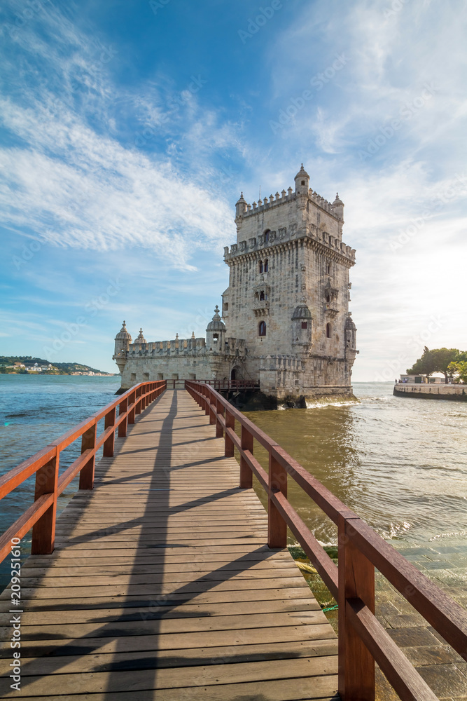 Lisbon, Portugal at Belem Tower on the Tagus River.