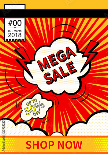 Mega Sale. Final sale poster or flyer design. Sale on colorful background. Vector illustration.