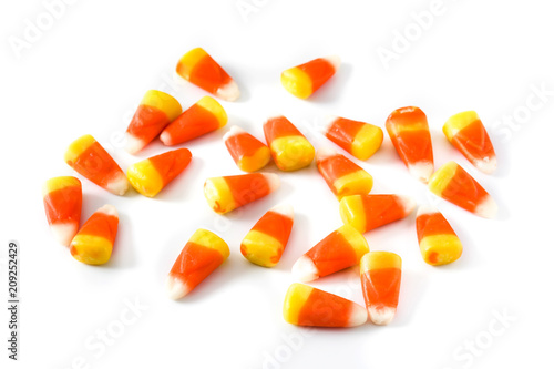 Typical halloween candy corn isolated on white background 