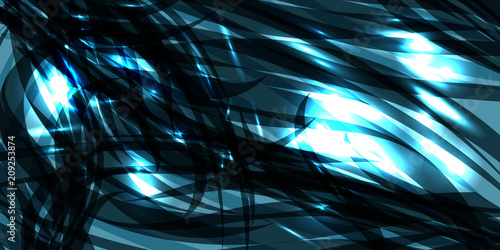 Vector glowing cosmic azure background of cobalt metal lines.