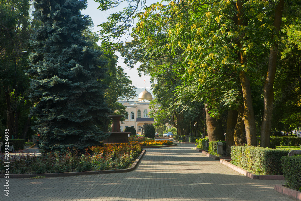 Alley in Bishkek, the capital of Kyrgyzstan.