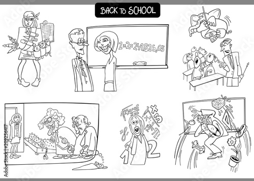 school and education carton set for coloring