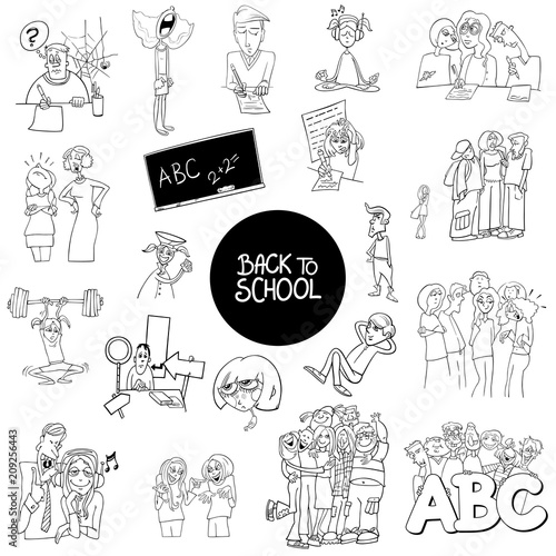school and education carton set color book