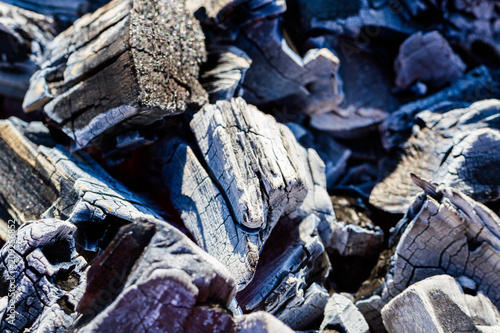 wood and coal burning in a barbecue photo