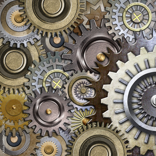 3D metallic gears background