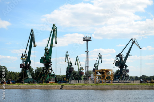 Obraz na płótnie Port machines in Gdansk, Baltic Sea, Poland w salonie