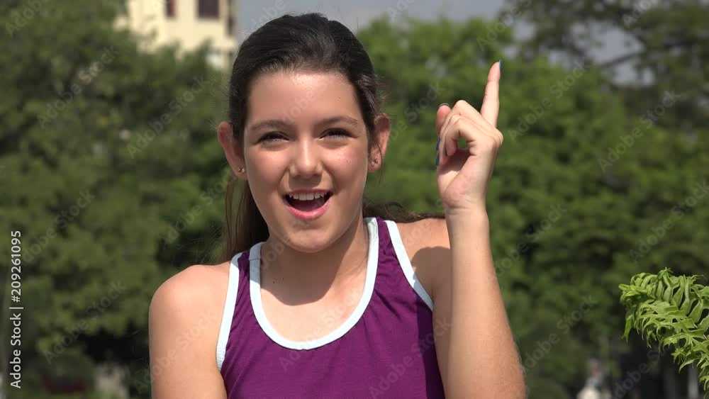 Athletic Hispanic Teen Girl Having An Idea