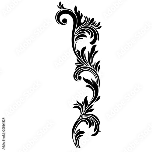 Vintage baroque ornament, corner. Retro pattern antique style acanthus. Decorative design element filigree calligraphy vector. - stock vector