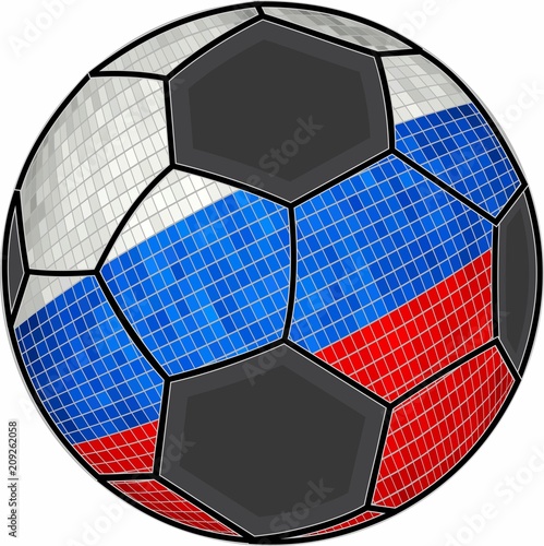 Russia flag with soccer ball background - Illustration, 
Soccer football ball with Russian flag, 
Abstract grunge mosaic vector