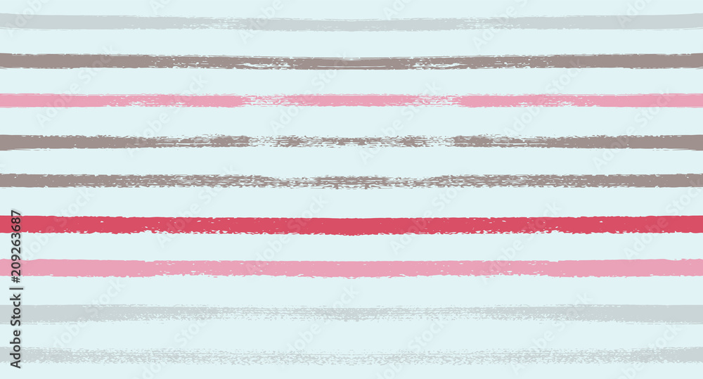 Seamless Vector Sailor Stripes Summer Pattern. Hand Painted Ink Lines. Funky Female Autumn Paintbrush Stripes Background. Fashion Textile Fabric Seamless Pattern. Trendy Funky Stripy Grunge Graffiti