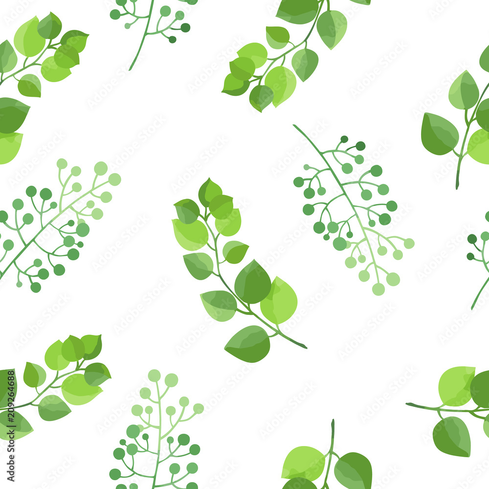 Green leaves seamless pattern. Vector illustration. Green leaves seamless pattern. Vector illustration.