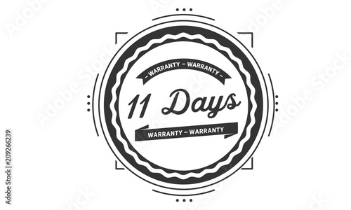 11 days black warranty icon stamp