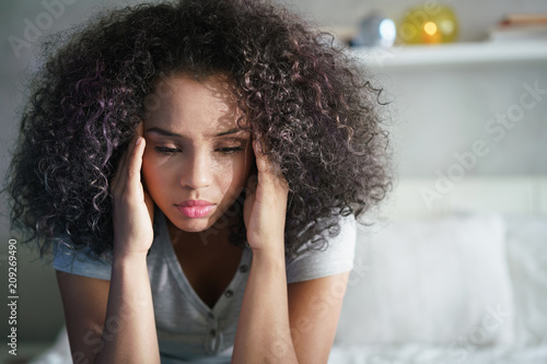 Fotografia, Obraz Depressed Hispanic Girl With Sad Emotions And Feelings