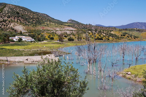 flooded village due to an artificial lake in southern Spain