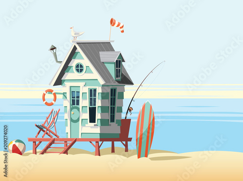 Lonely beach hut