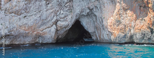 Marine caves of Zinzulusa along the Castro coast, panoramic view, Salento, Apulia, Italy photo