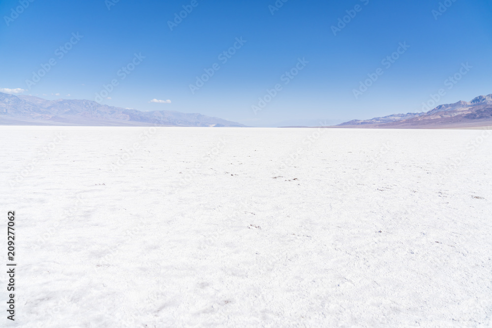 bad water basin  landscape on sunny day ,death valley national park,California,usa.