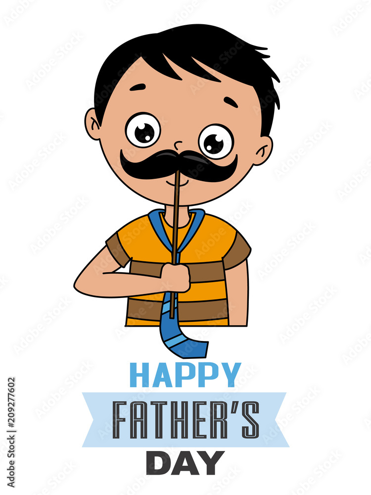 happy fathers day card. boy with mustaches and a tie happy fathers day card. boy with mustaches and a tie