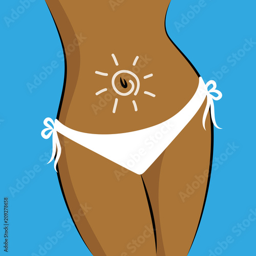 gemalte sonne auf dem bauch einer frau im sommer