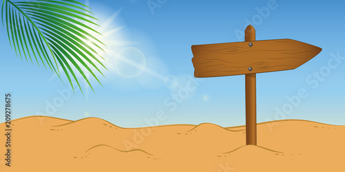 holzschild richtung am palmenstrand