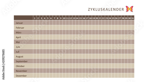 menstruations jahreskalender schmetterling