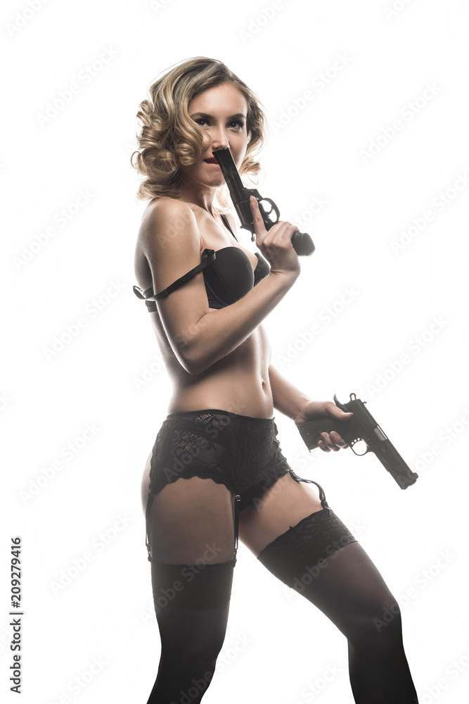 Sexy gangster girl with handgun Sexy gangster girl with handgun