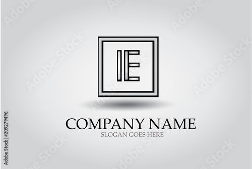 Letter E Square Icon Design Element Template