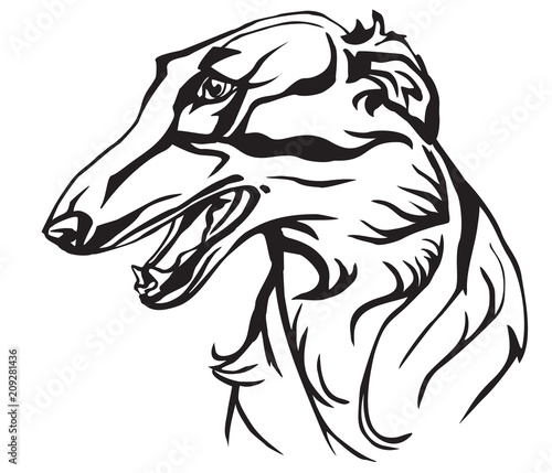Decorative portrait of Russian Wolfhound vector illustration