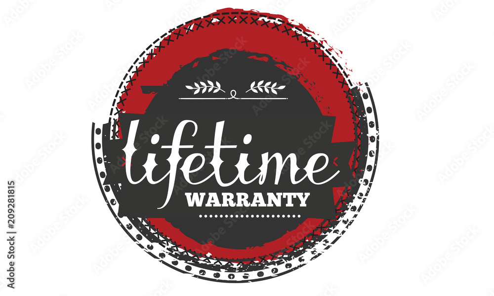 lifetime black and red warranty icon stamp