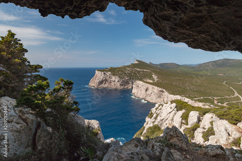 Landscape of Sardinia westshore seen from Grotta dei Vasi Rotti photo