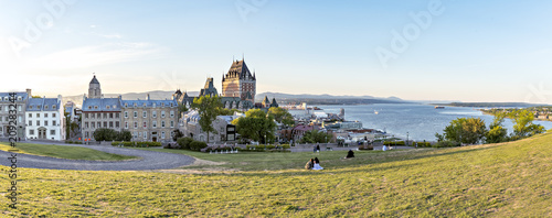 Frontenac Castle in Old Quebec City in the beautiful sunrise light