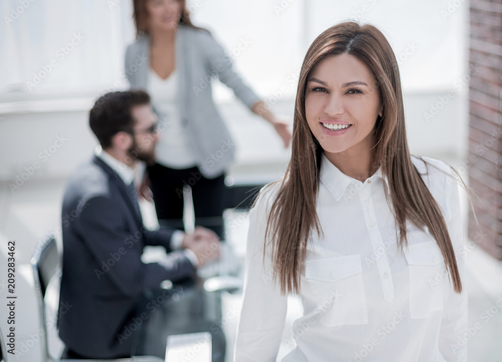 confident business woman at modern office confident business woman at modern office