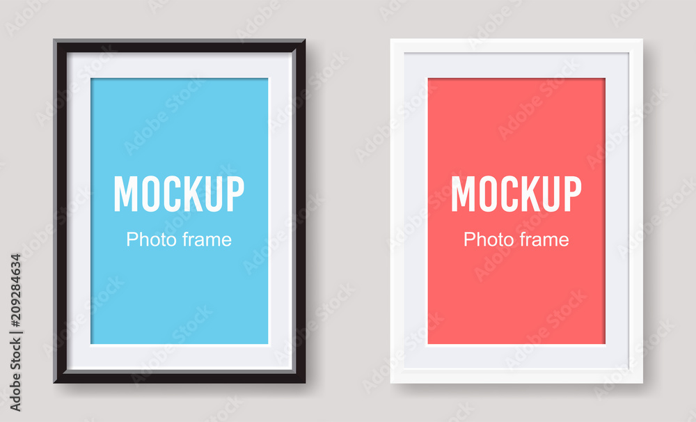 Realistic black and white photo frames isolated on white background. illustration. Realistic black and white photo frames isolated on white background. illustration.
