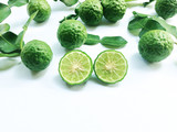 Kaffir Lime or Bergamot on white background