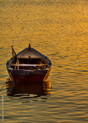 Lonely boat in late afternoon, Itaparica Bahia Brazil