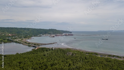 Beautiful aerial view of the Caldera Dock in Costa Rica