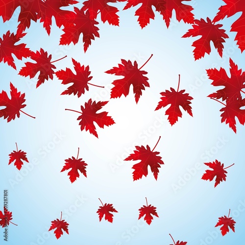 falling red maple leaves background vector illustration