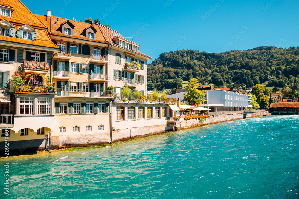 Thun village and Aare river in Switzerland