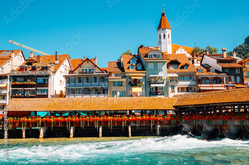 Thun village and Aare river in Switzerland