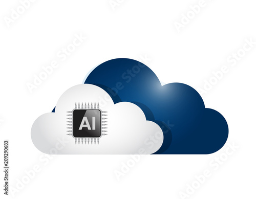 ai cloud computing illustration design graphic.