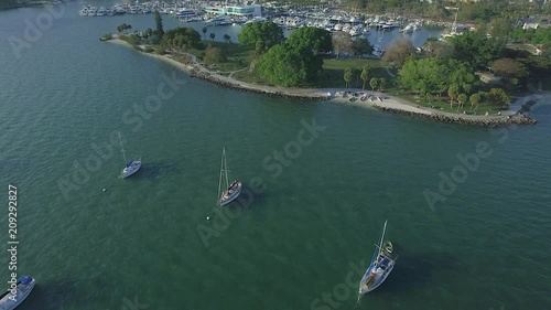 Drone Flies over Sailboats 4K
