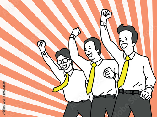 Celebrating businessman team