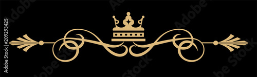 Royal design Element Ornament framing frame and wedding design vector golden element illustration on black background