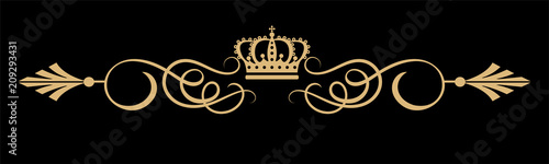 Royal design Element Ornament framing frame and wedding design vector golden element illustration on black background