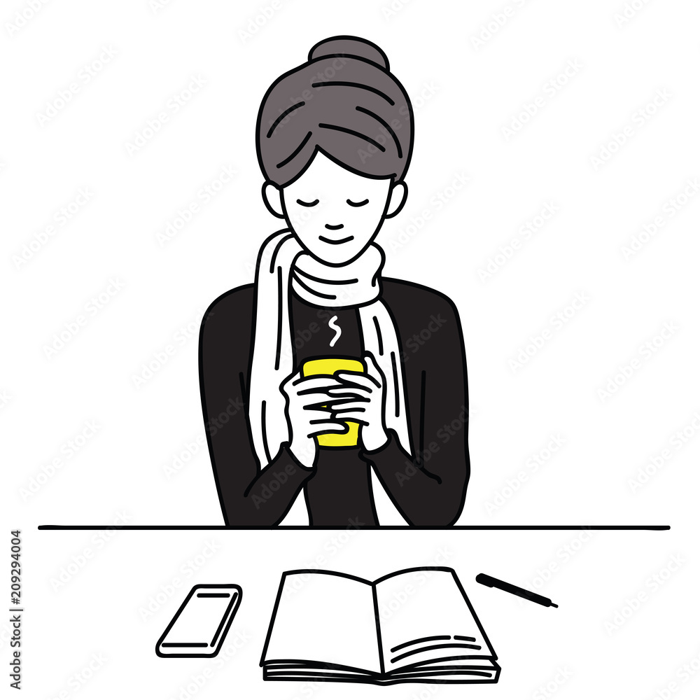 Woman drinking coffee in winter Woman drinking coffee in winter